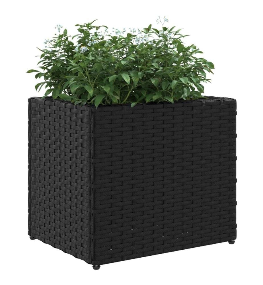 Pflanzkübel Schwarz 36x30x32 cm Poly Rattan