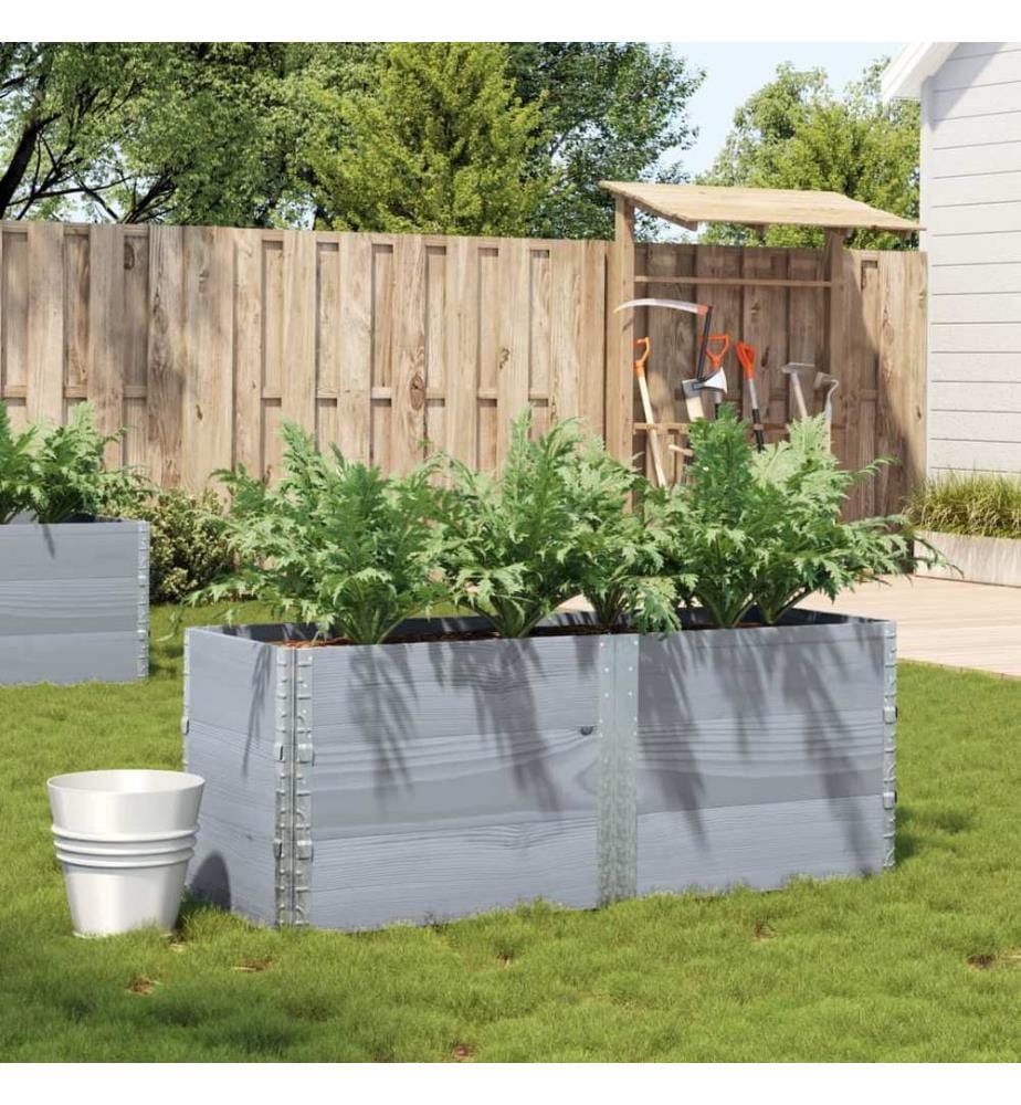 Jardinière gris 150x50 cm bois massif de pin