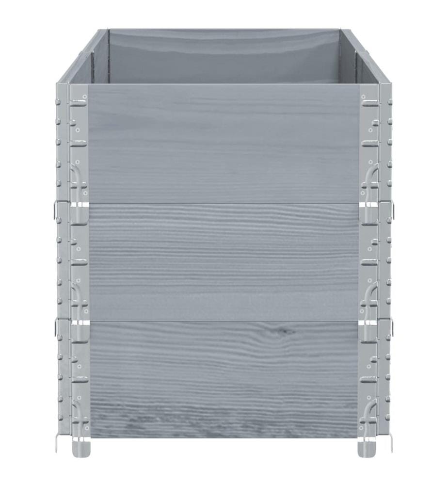 Jardinière gris 150x50 cm bois massif de pin