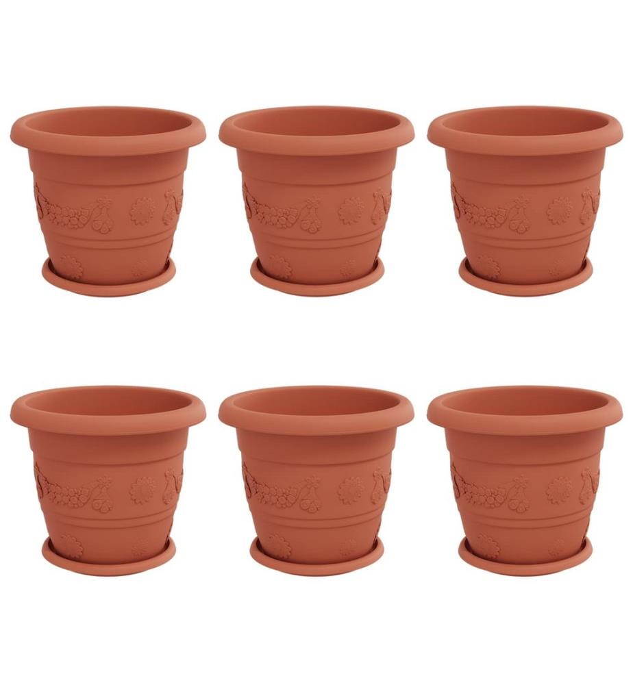 Blumentöpfe 6 pcs Ziegelrot Ø 26 x 21,5 cm Kunststoff
