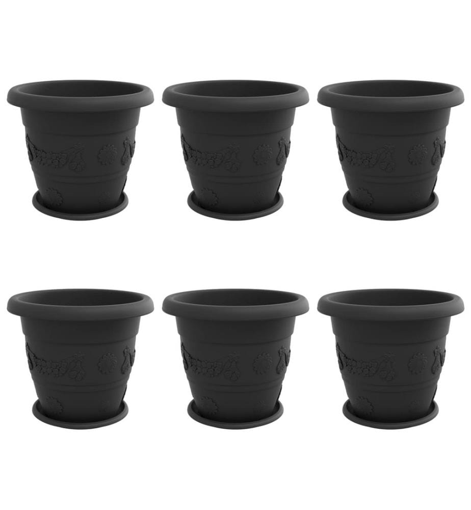 Blumentöpfe 6 pcs Schwarz Ø 26 x 21,5 cm Kunststoff