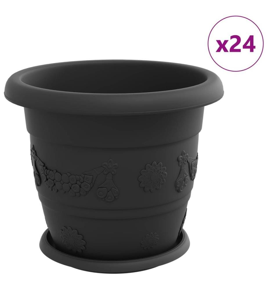 Blumentöpfe 24 pcs Schwarz Ø 26 x 21,5 cm Kunststoff