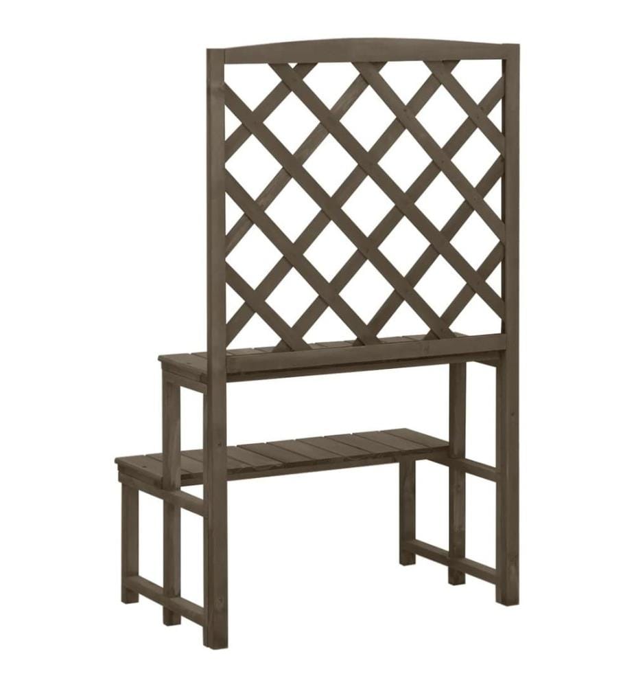 Blumentreppe mit Rankgitter Grau 70x42x115cm Massivholz Tanne