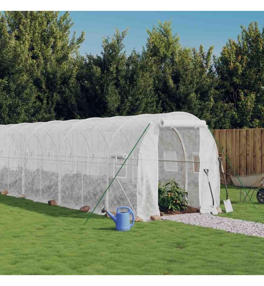 Gewächshaus mit Stahlrahmen Weiss 12 m² 6x2x2 m