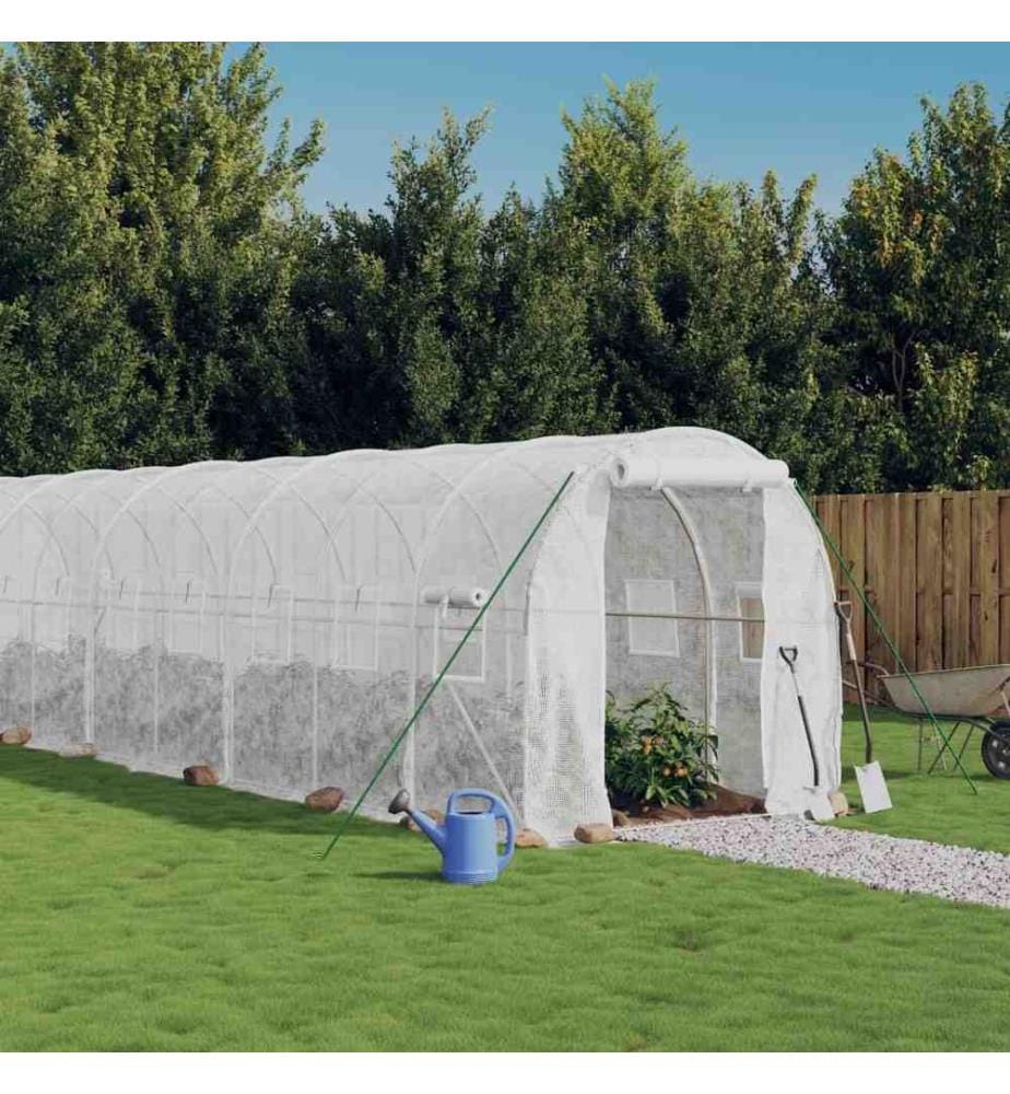 Gewächshaus mit Stahlrahmen Weiss 36 m² 18x2x2 m