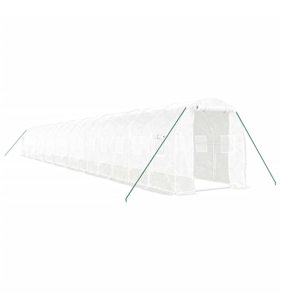 Gewächshaus mit Stahlrahmen Weiss 36 m² 18x2x2 m