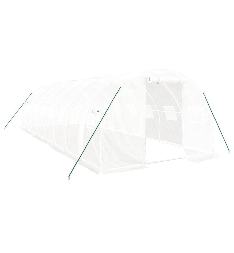 Gewächshaus mit Stahlrahmen Weiss 24 m² 8x3x2 m