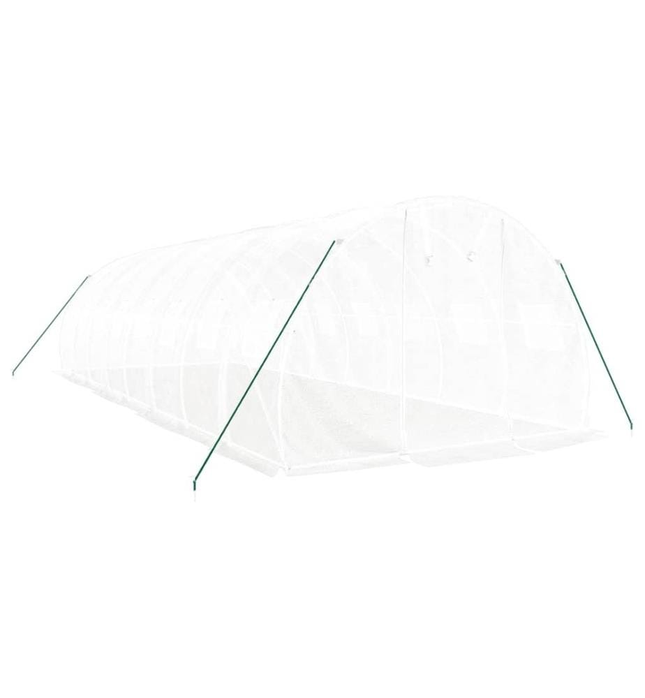 Gewächshaus mit Stahlrahmen Weiss 24 m² 8x3x2 m