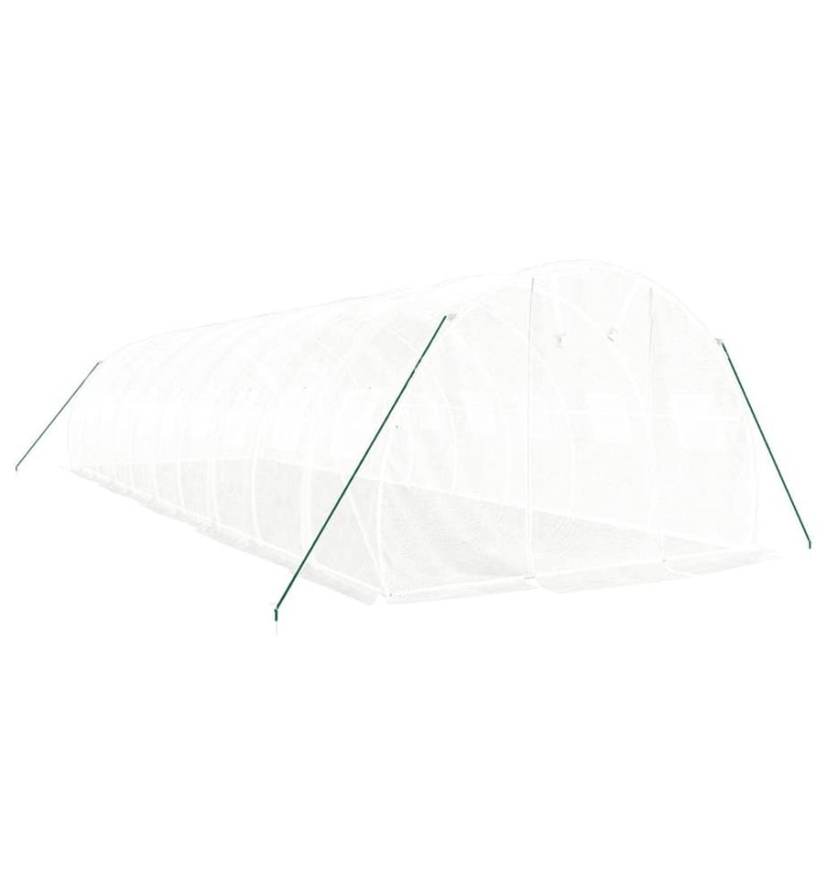 Gewächshaus mit Stahlrahmen Weiss 30 m² 10x3x2 m