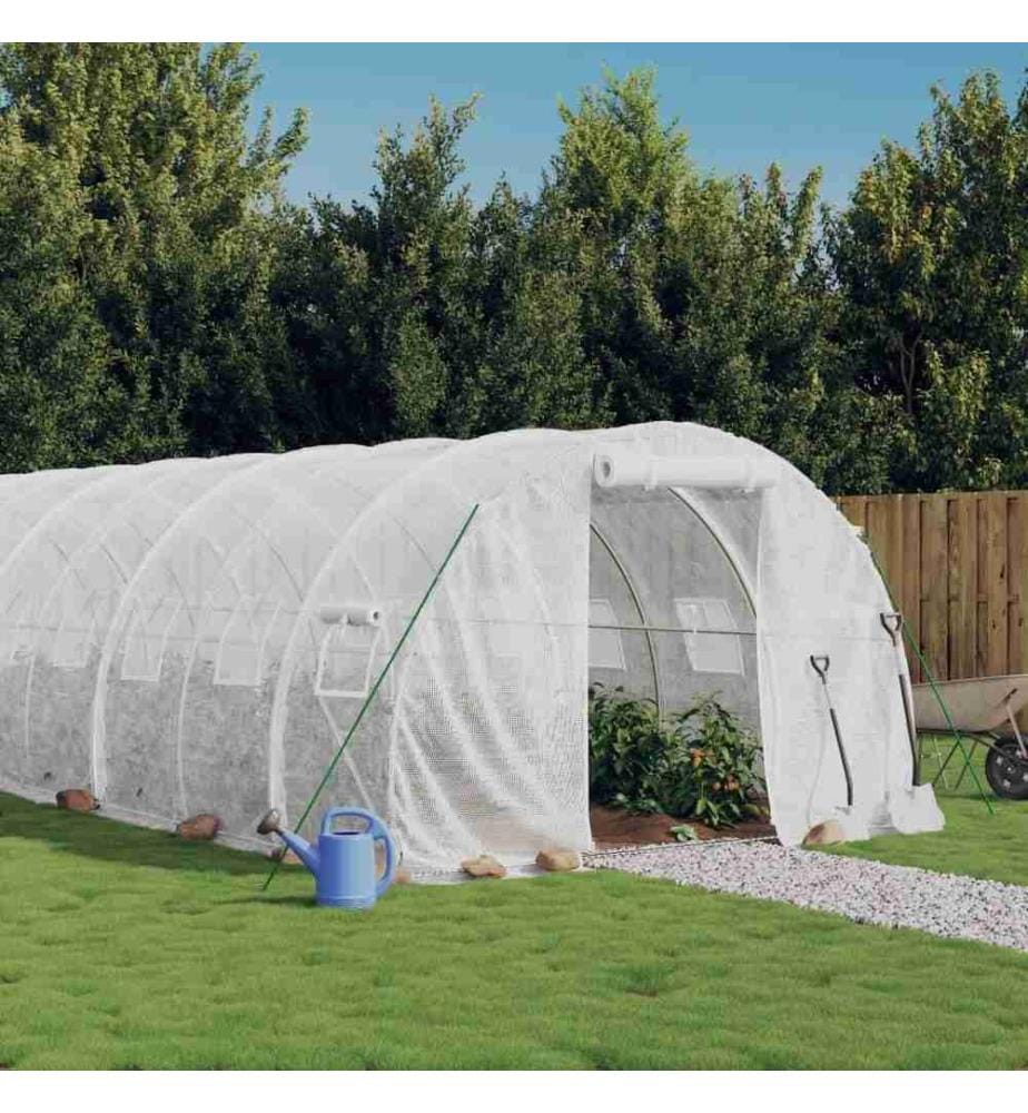 Gewächshaus mit Stahlrahmen Weiss 66 m² 22x3x2 m