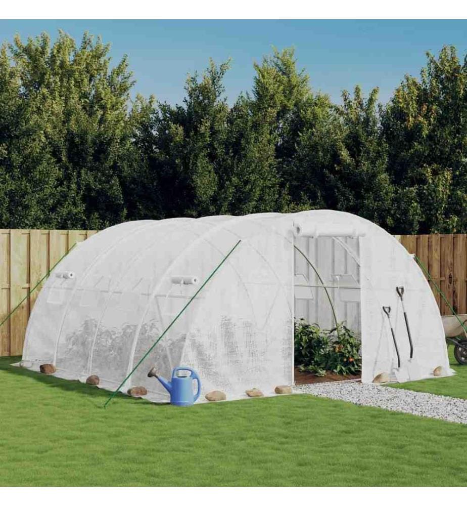 Gewächshaus mit Stahlrahmen Weiss 16 m² 4x4x2 m