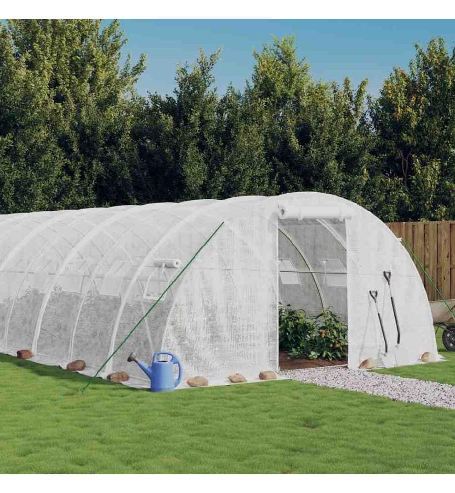 Gewächshaus mit Stahlrahmen Weiss 32 m² 8x4x2 m