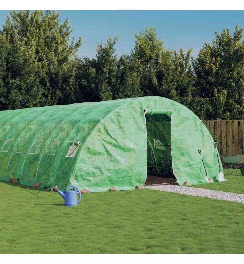 Gewächshaus mit Stahlrahmen Grün 30 m² 6x5x2,3 m