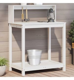 Pflanztisch mit Ablagen Weiss 82,5x50x109,5 cm Massivholz Kiefer