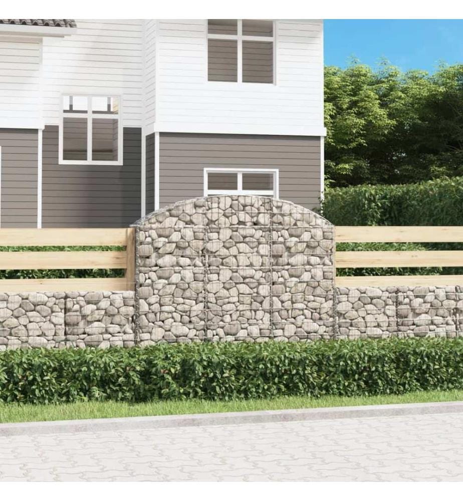 Gabione mit Hochbogen 150x30x120/140 cm Verzinktes Eisen