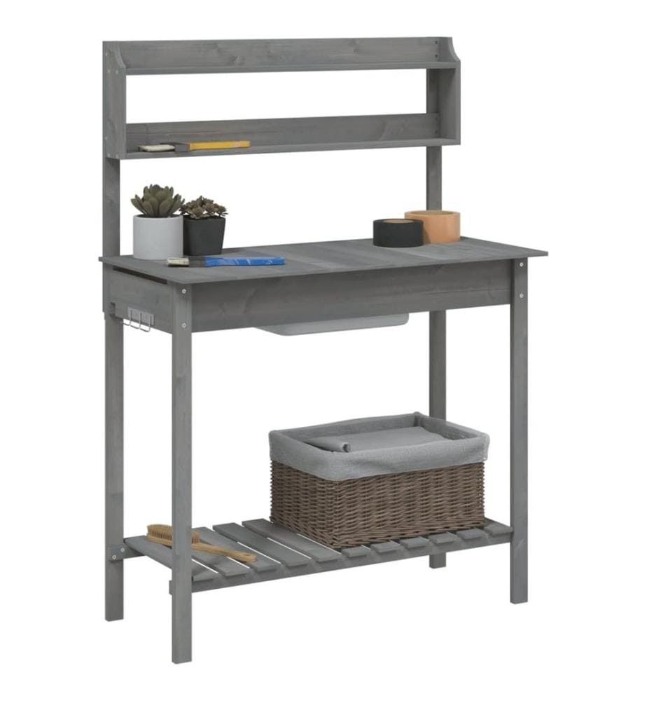 Pflanztisch mit Waschbecken 147,5x44x139,5 cm Massivholz Tanne
