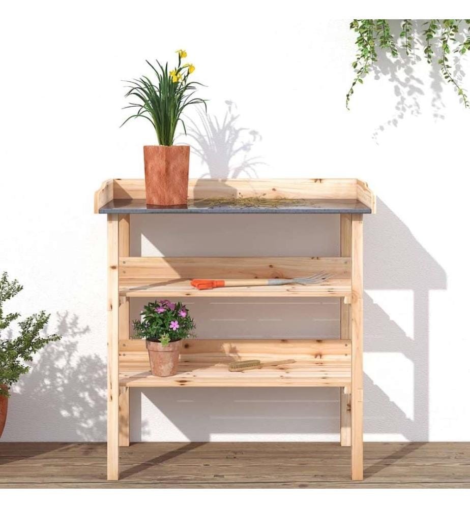 Pflanztisch mit Ablagen 78x38x82,5 cm Massivholz Tanne