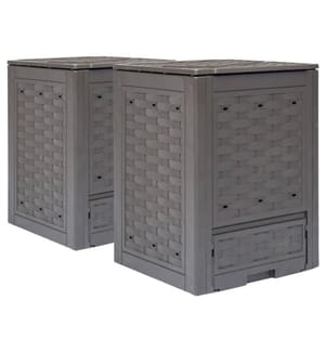 Gartenkomposter 2 Stk. Braun 60x60x83cm 600 L Kunststoff Rattan