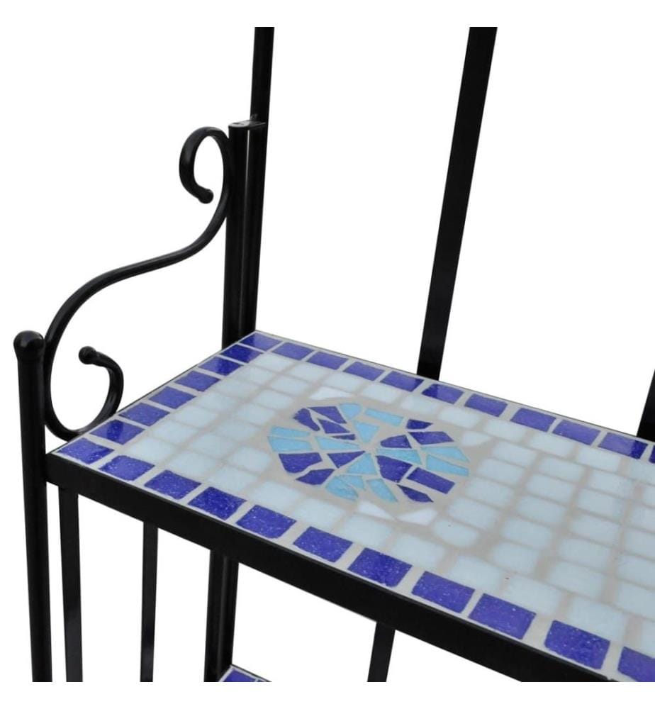 Pflanzenständer Mosaik Blau und Weiss