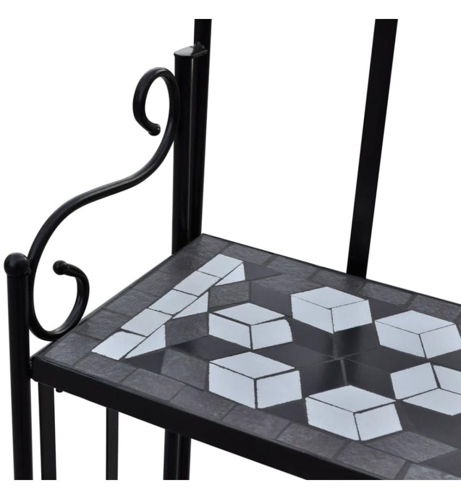 Pflanzenständer Mosaik Schwarz und Weiss