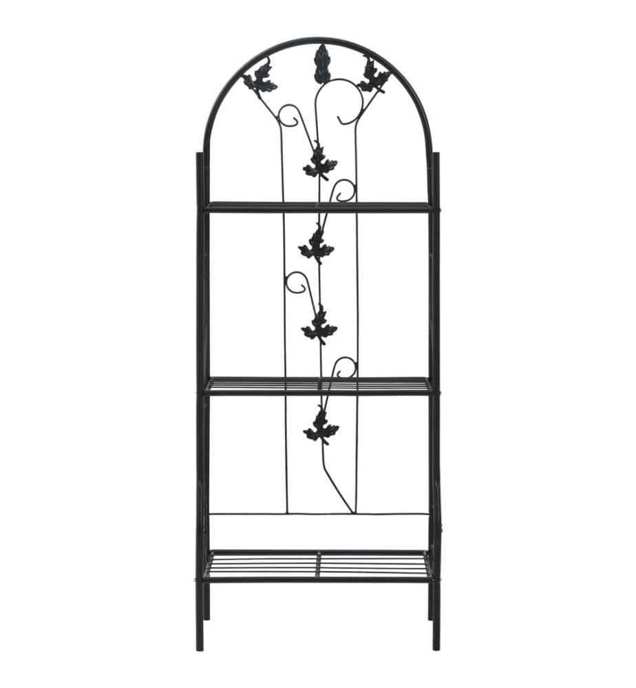 3-stufiges Pflanzenregal Schwarz 52 x 28 x 128 cm Eisen