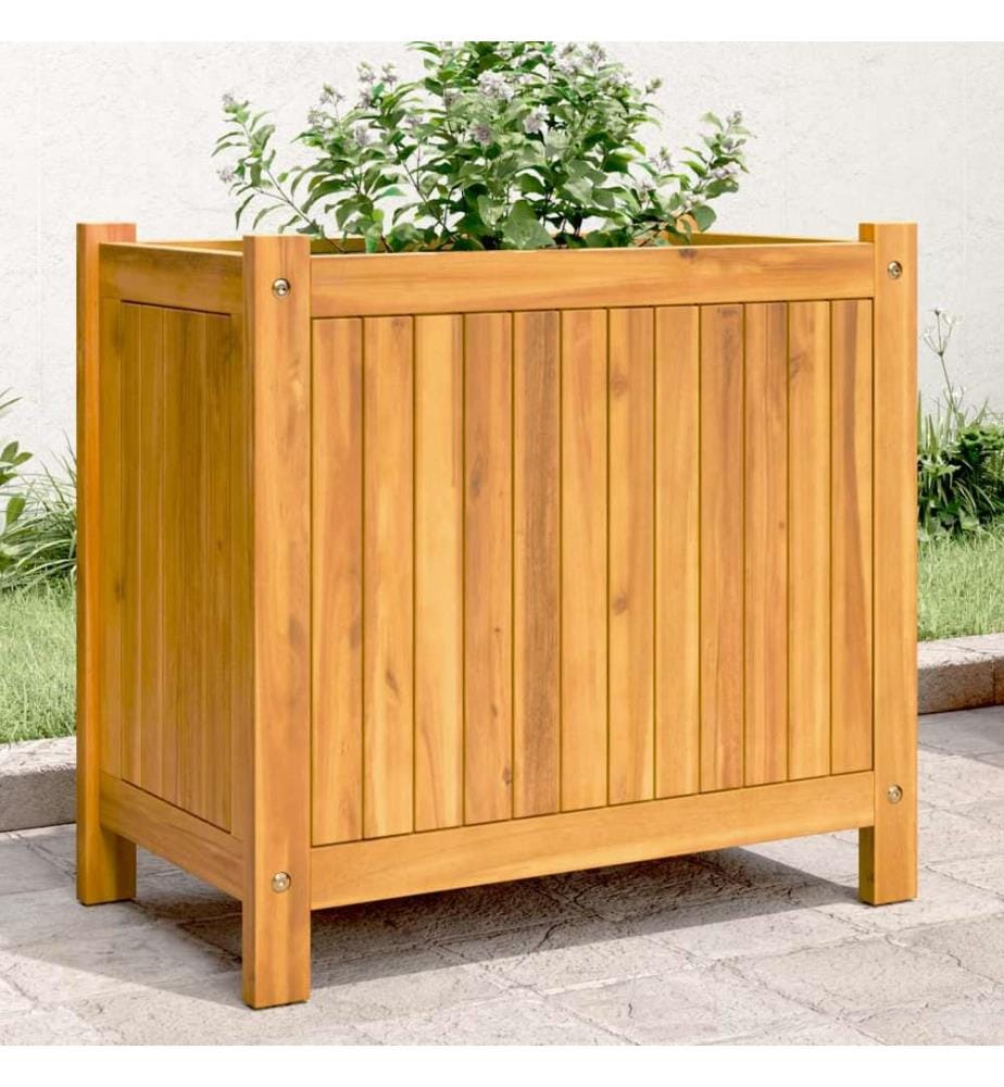Jardinière avec doublure 54x31x50 cm bois massif d'acacia