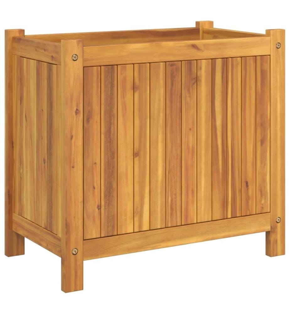 Jardinière avec doublure 54x31x50 cm bois massif d'acacia