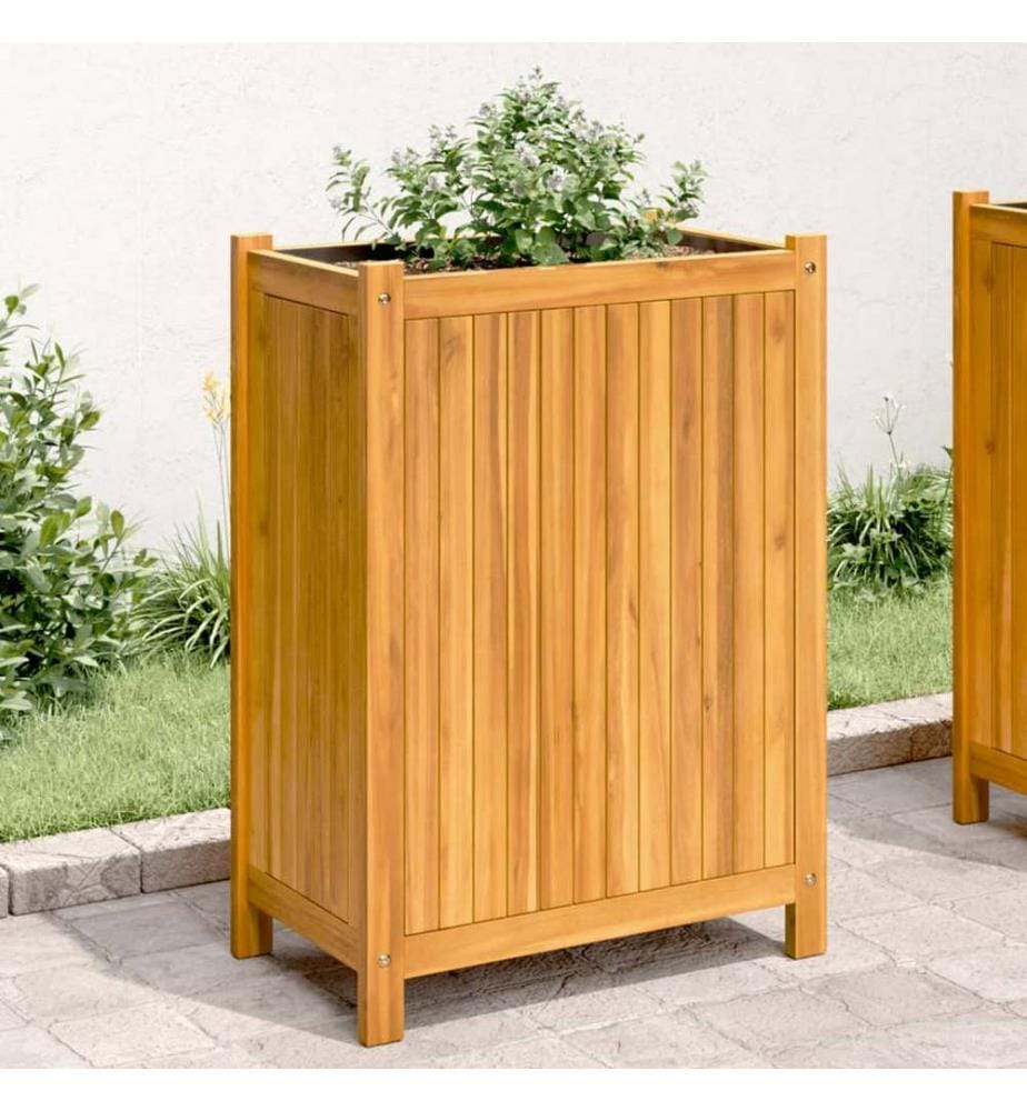 Pflanzkübel mit Einlage 31x31x75 cm Massivholz Akazie