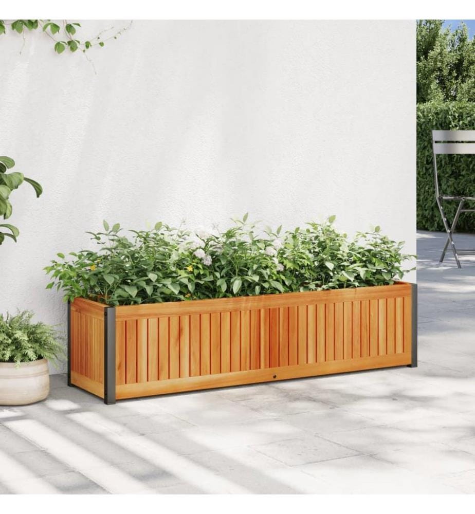 Pflanzkübel 110x30x27,5 cm Massivholz Akazie und Stahl