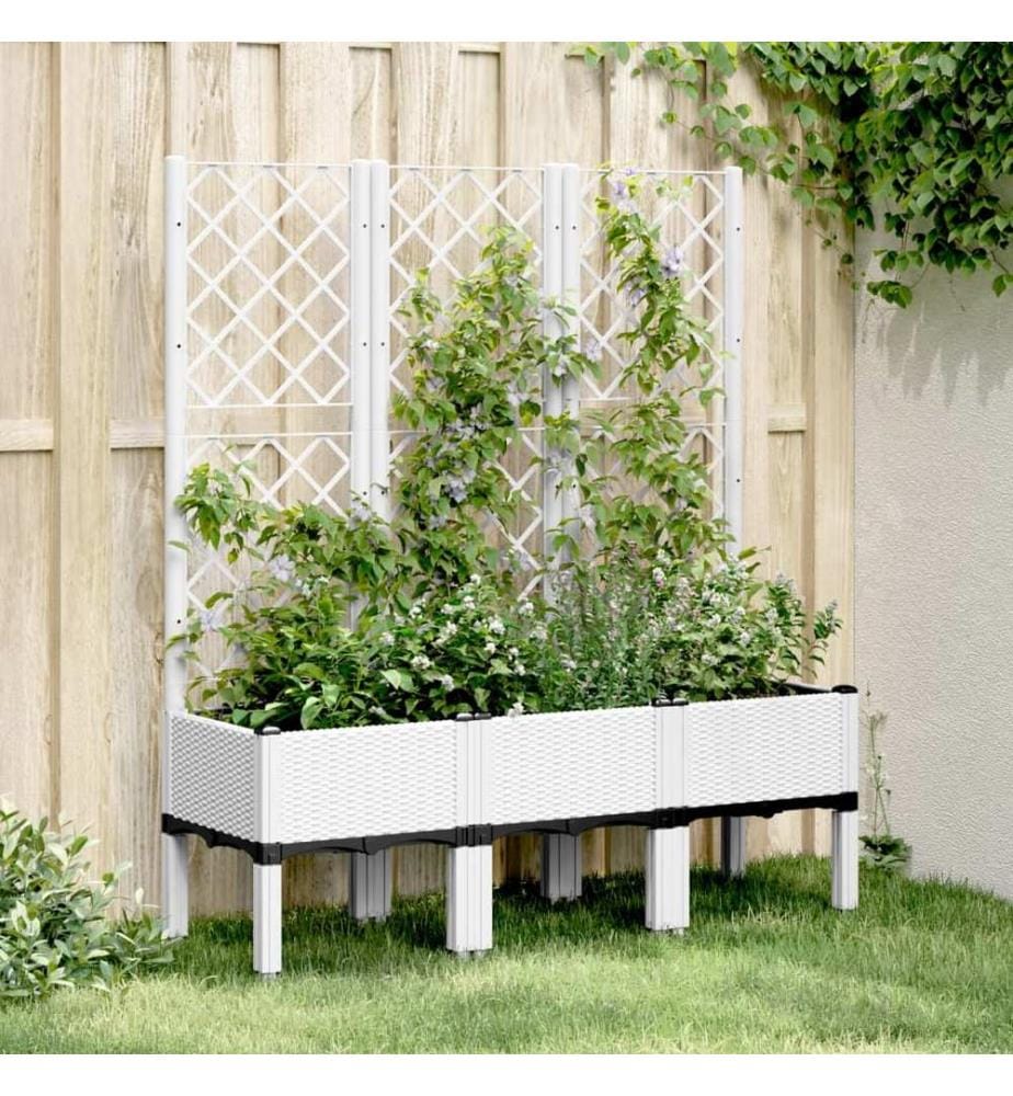 Pflanzkübel mit Rankgitter Weiss 120x40x142 cm PP