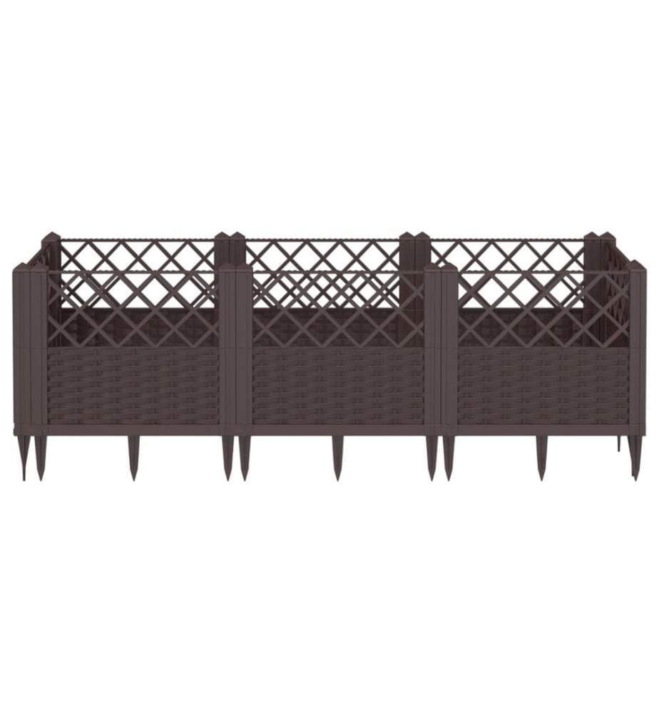 Pflanzkasten mit Erdspiessen Braun 123,5x43,5x43,5 cm PP