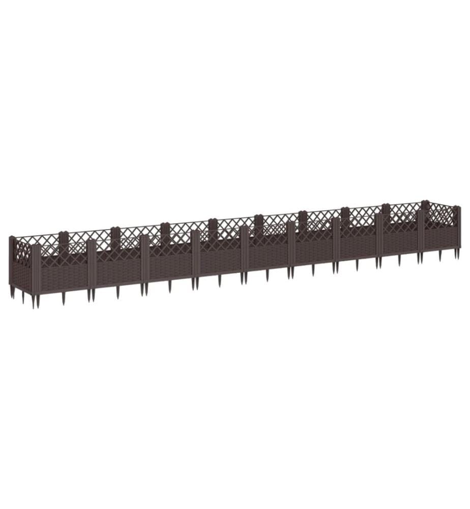 Pflanzkasten mit Erdspiessen Braun 363,5x43,5x43,5 cm PP