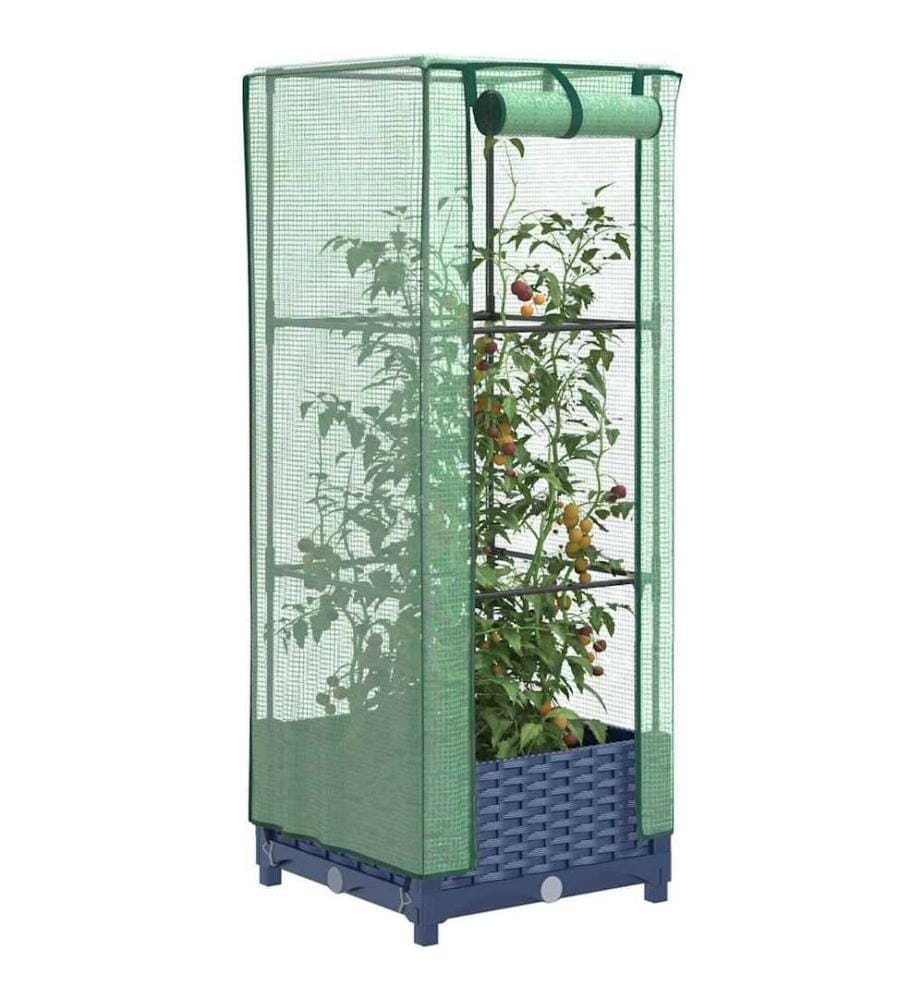 Hochbeet mit Gewächshaus-Aufsatz Rattan-Optik 40x40x123 cm