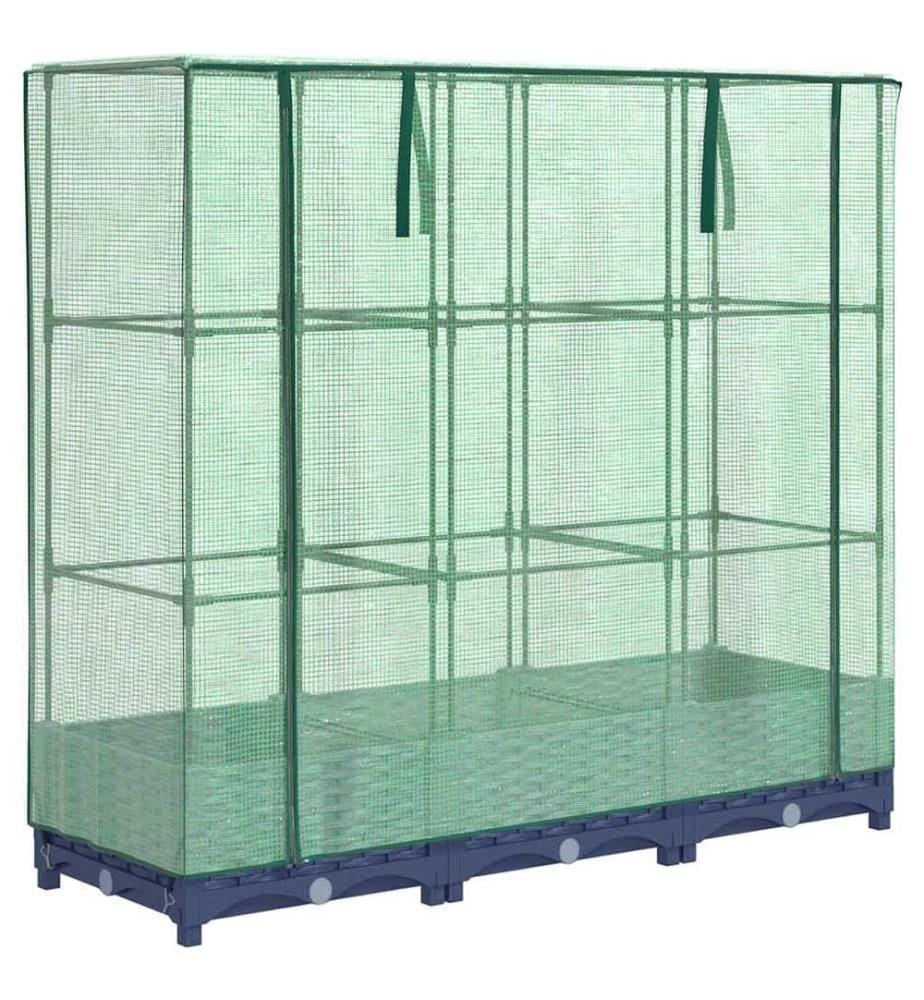Hochbeet mit Gewächshausabdeckung Rattanoptik 120x40x123 cm