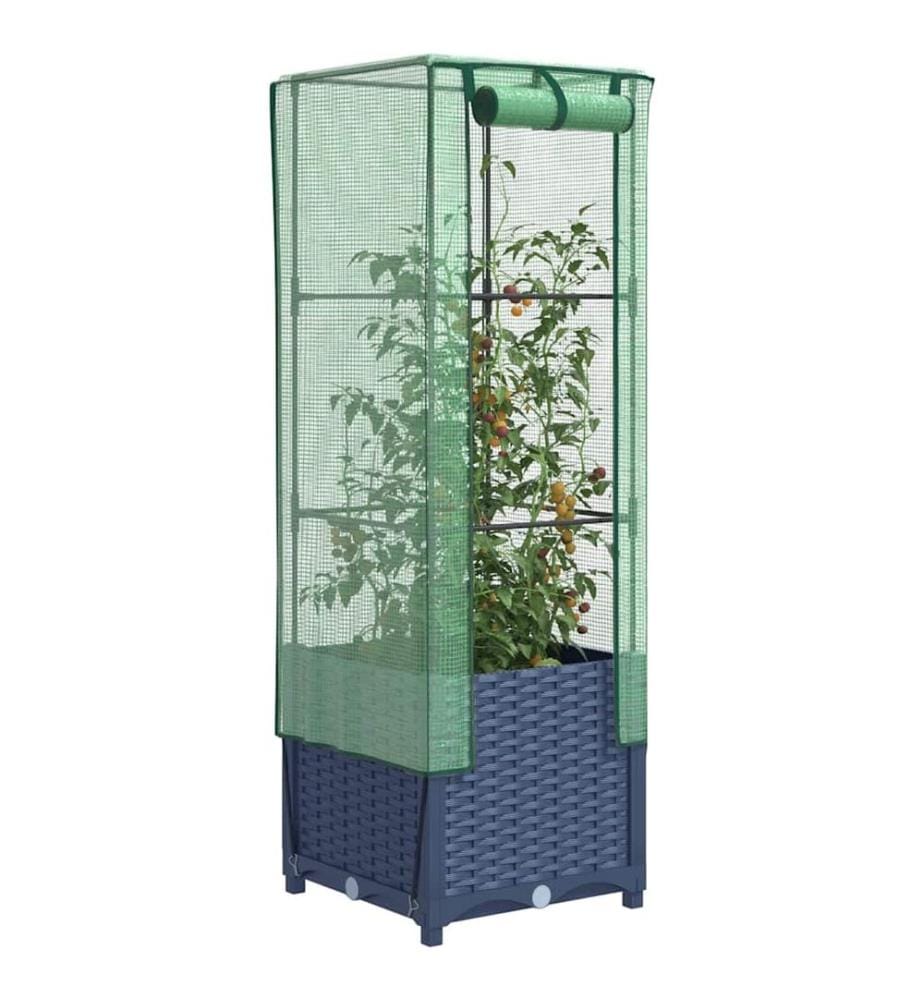 Hochbeet mit Gewächshaus-Aufsatz Rattan-Optik 40x40x139 cm