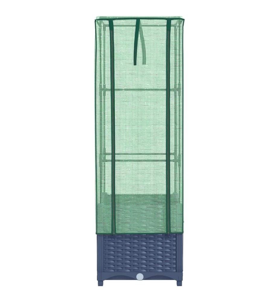 Hochbeet mit Gewächshaus-Aufsatz Rattan-Optik 40x40x139 cm