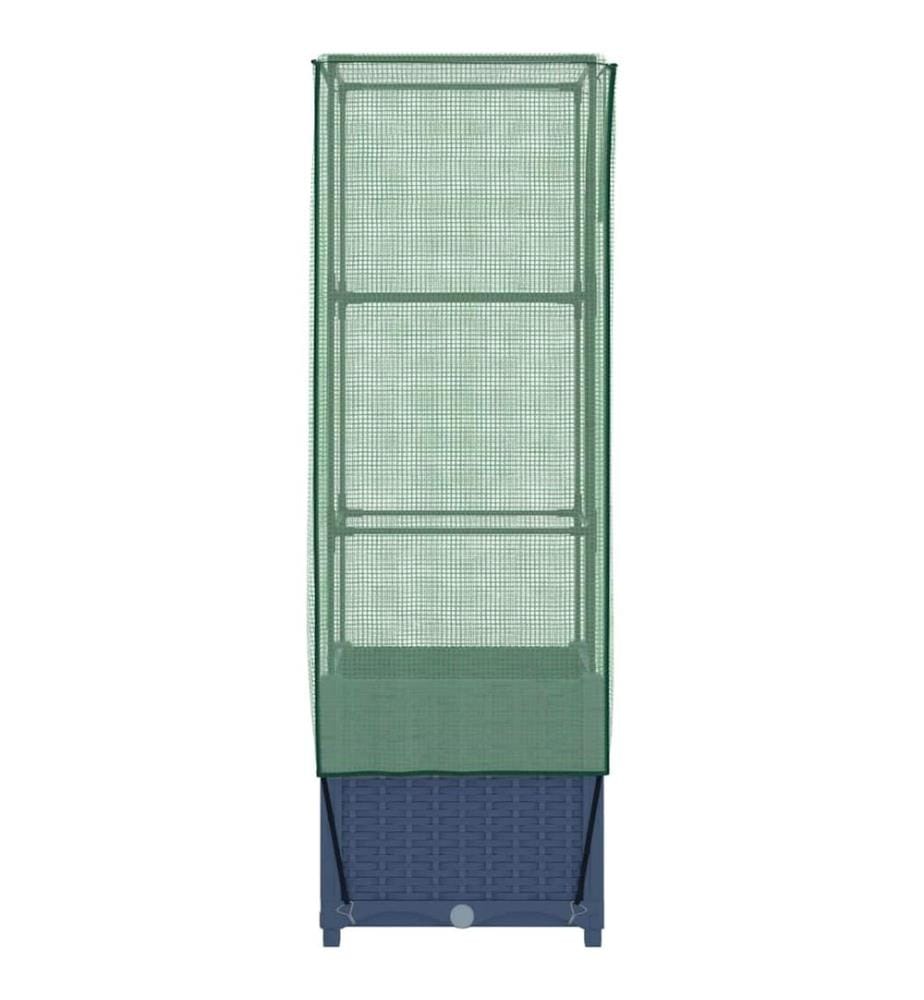 Hochbeet mit Gewächshaus-Aufsatz Rattan-Optik 40x40x139 cm