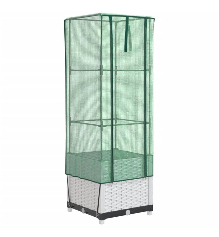Hochbeet mit Gewächshaus-Aufsatz Rattan-Optik 40x40x139 cm