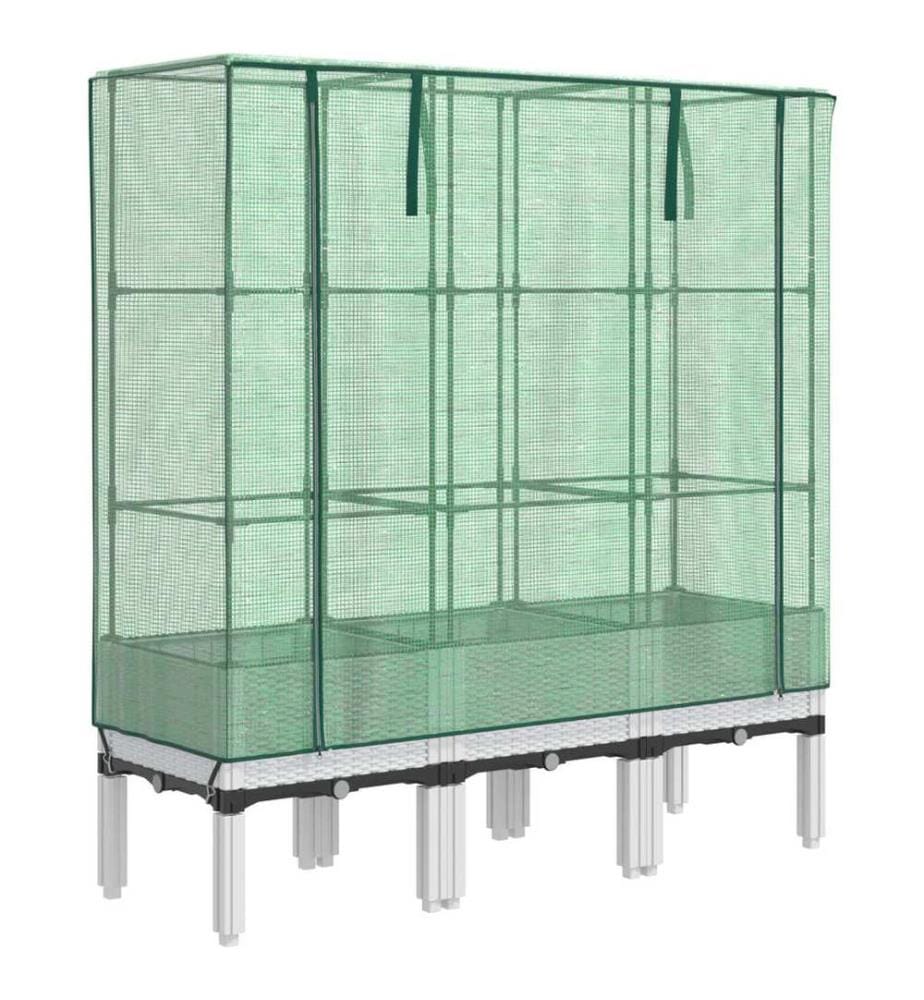 Hochbeet mit Gewächshaus-Aufsatz Rattan-Optik 120x40x140 cm