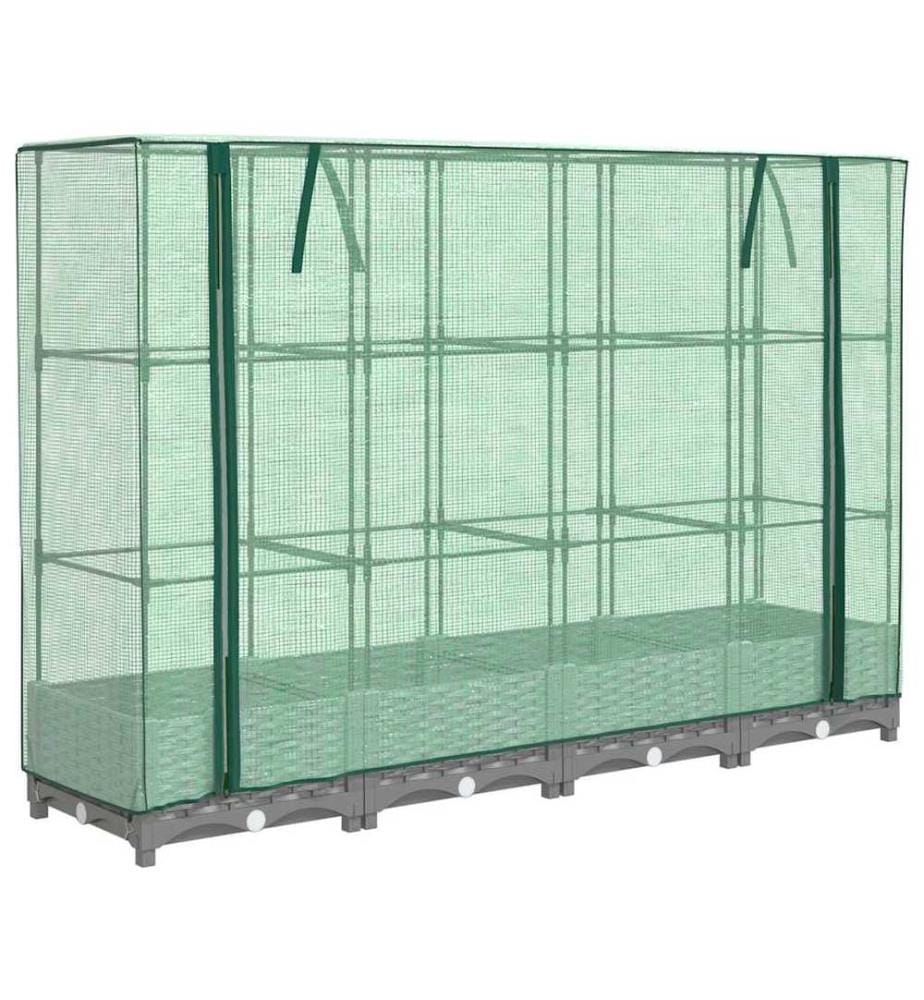 Hochbeet mit Gewächshaus-Aufsatz Rattan-Optik 160x40x123 cm