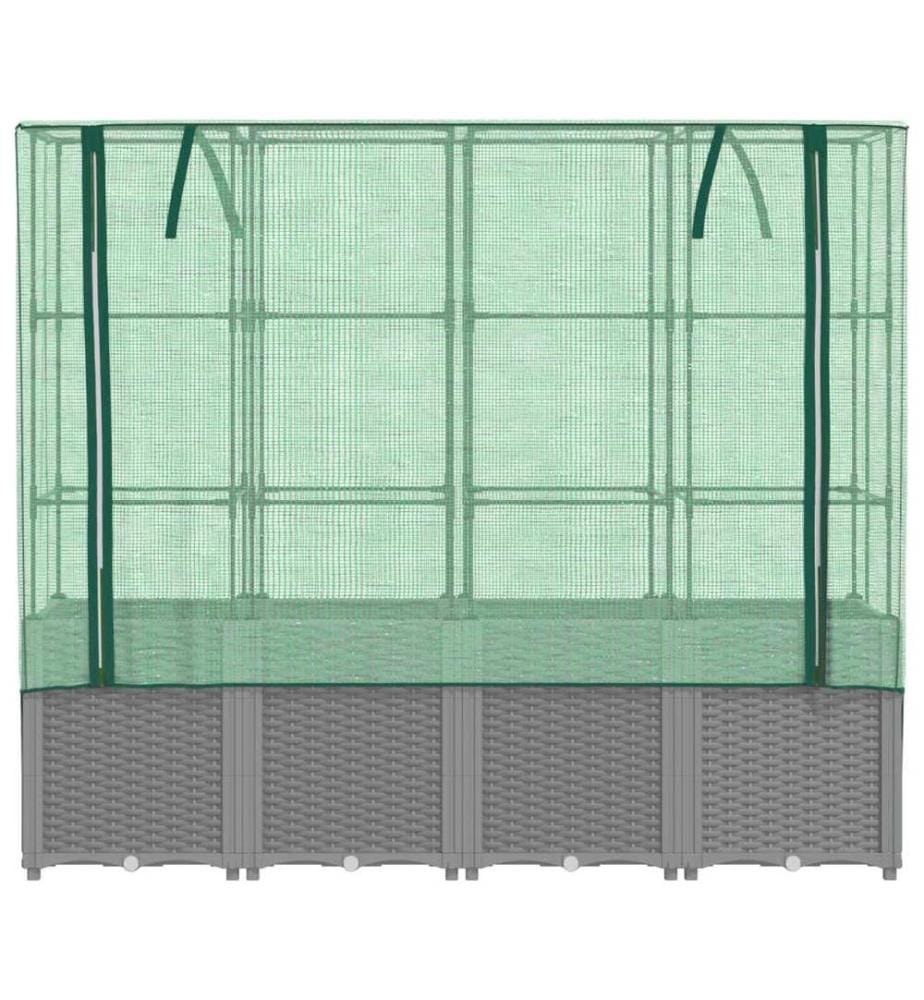 Hochbeet mit Gewächshaus-Aufsatz Rattan-Optik 160x40x153 cm