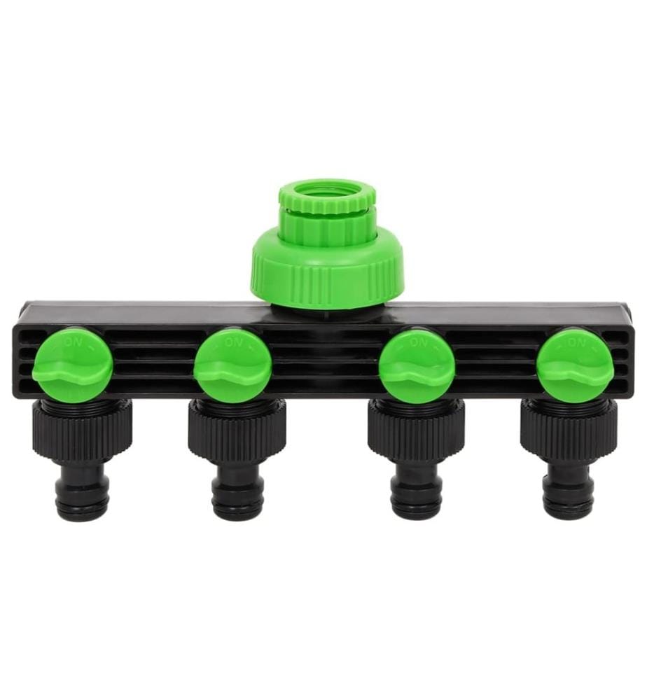 vidaXL Adaptateur de robinet à 4 voies vert/noir 19,5x6x11 cm ABS & PP