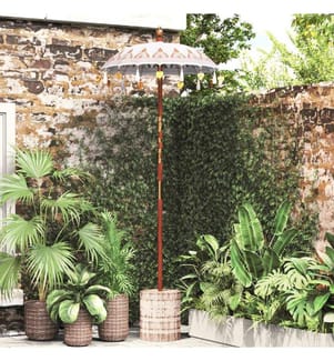 vidaXL Parasol balinais avec base Crème 95 x 95 x 260 cm