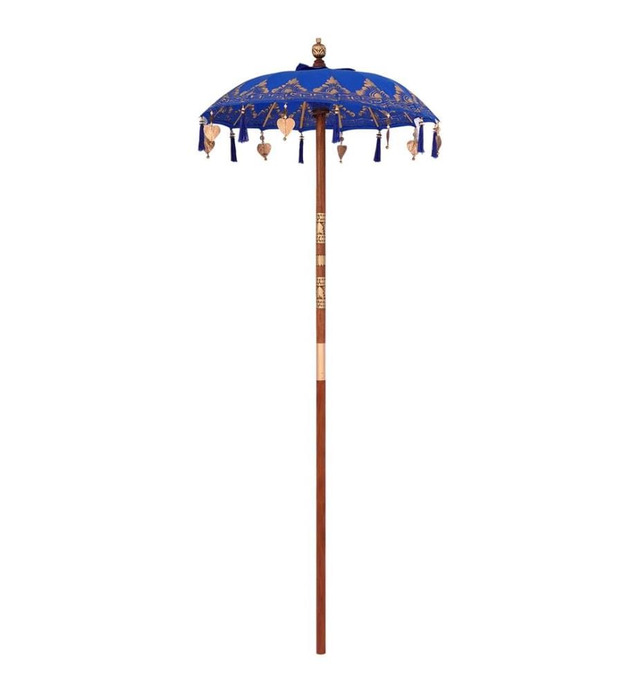 vidaXL Parasol balinais avec base Bleu 95 x 95 x 260 cm