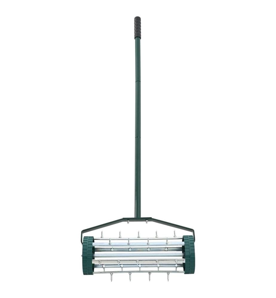 vidaXL Rasenroller mit Luftungszangen Grün 127,5 x 44 cm Stahl