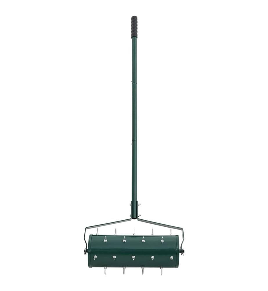 vidaXL Rasenroller mit Luftungszangen Grün 128 x 38 cm Stahl