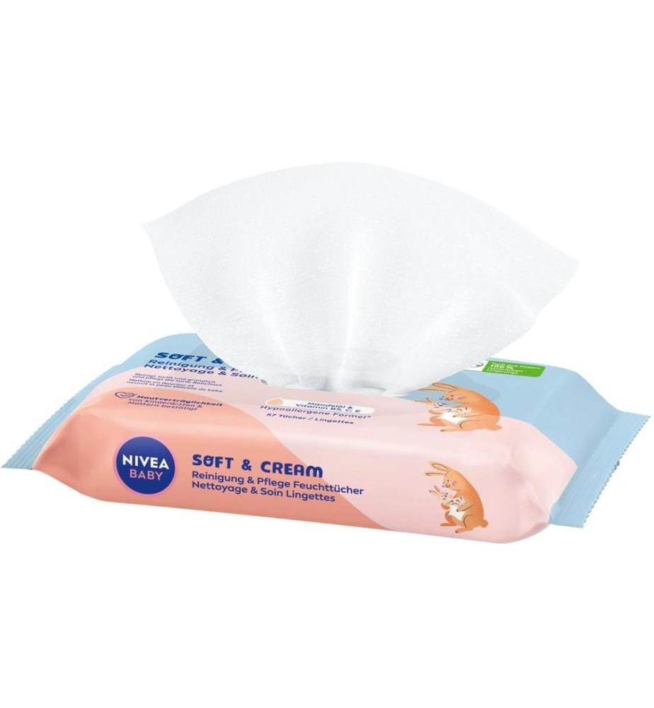 NIVEA BABY - Lingettes humides Soft and Cream 4 x 57 pièces