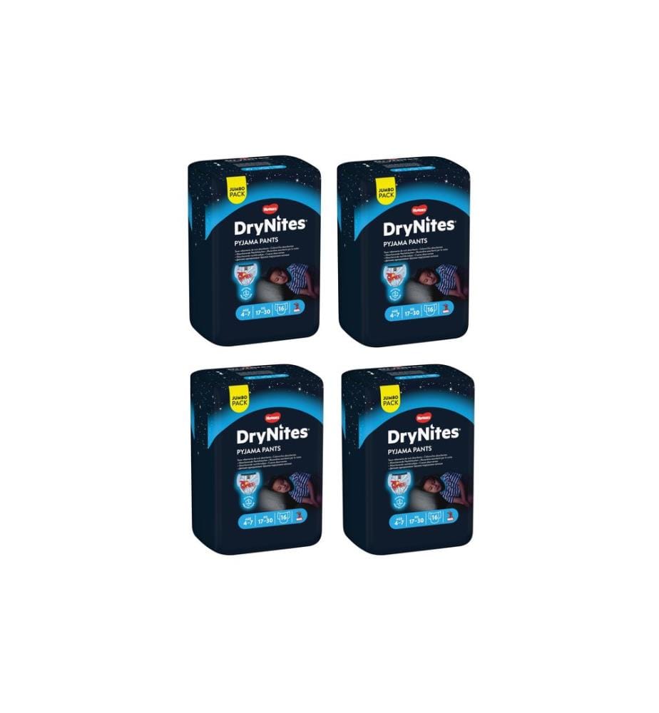 HUGGIES - Couches de nuit DryNites Jumbo-Pack Boy boîte mensuelle 4-7 ans