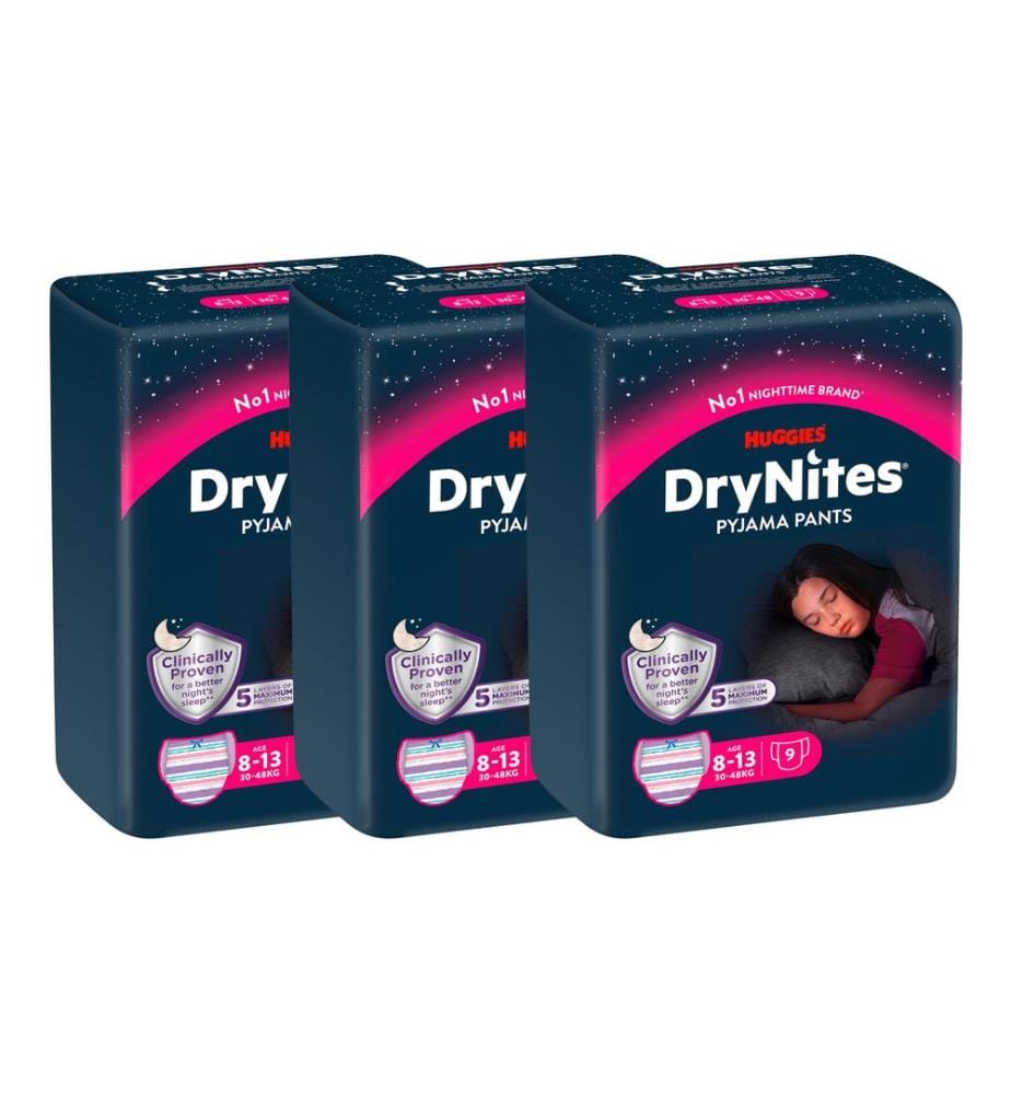 HUGGIES - Couches de nuit DryNites Monatsbox Fille 8-13 ans