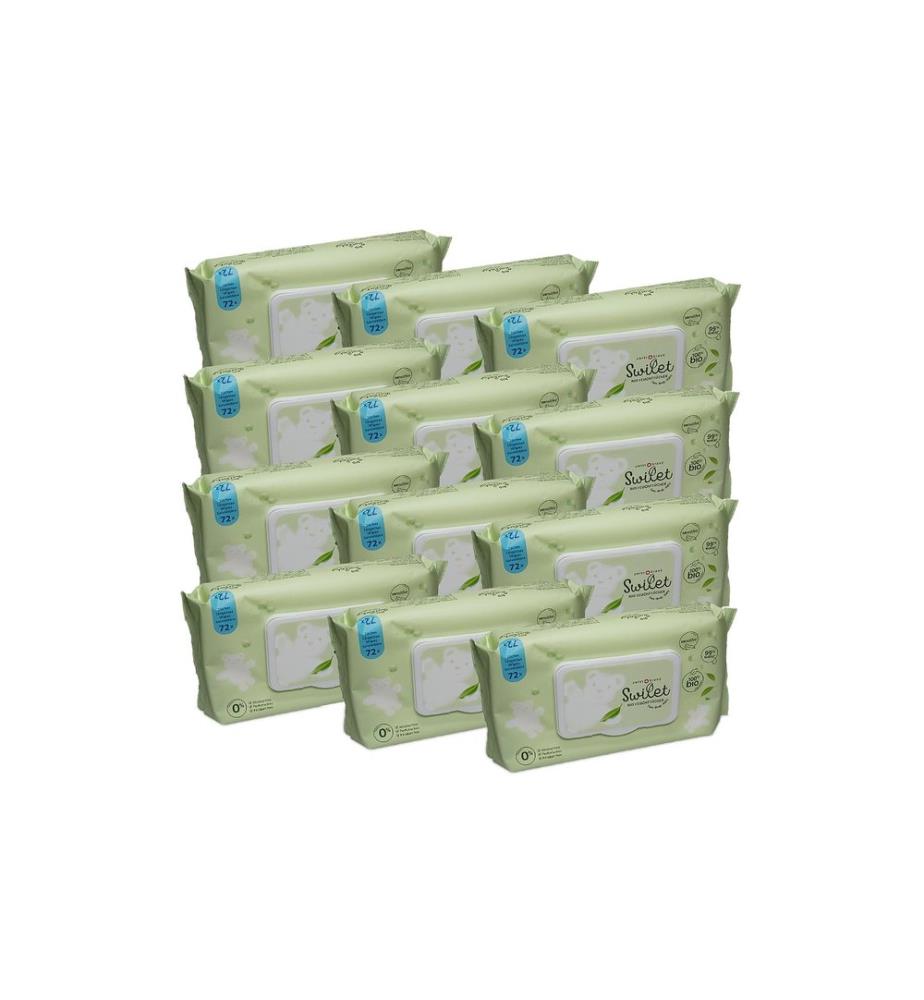 Swilet Feuchttücher Bio, Bambusfasern, 12 x 72 Stück